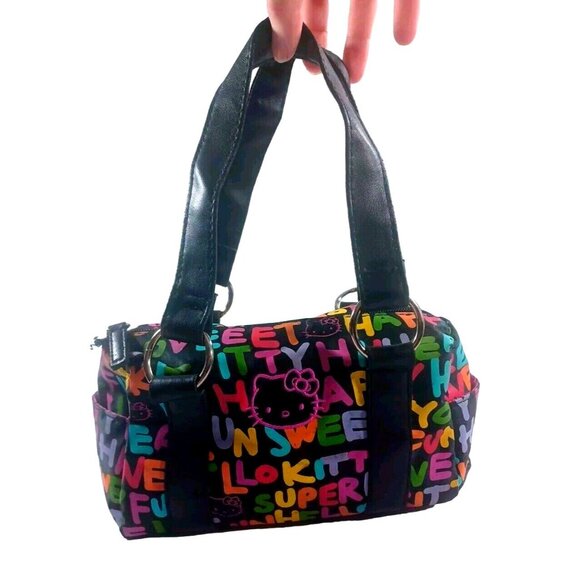 Sanrio Handbags - HTF 2007 Sanrio Hello Kitty Hobo Style Small Bag, Black & Rainbow